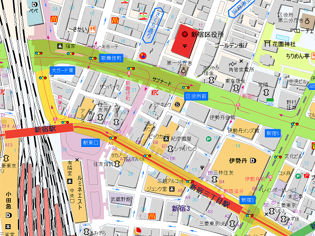 新宿区役所・地図